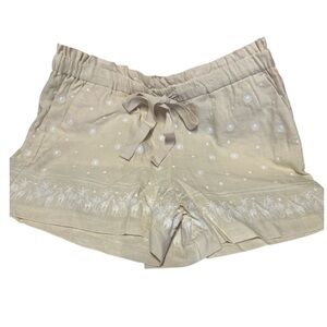 LOFT High Waist Tan and White Shorts with Drawstring